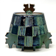 abstract blue and green ceramic piece