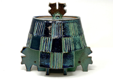 abstract blue and green ceramic piece