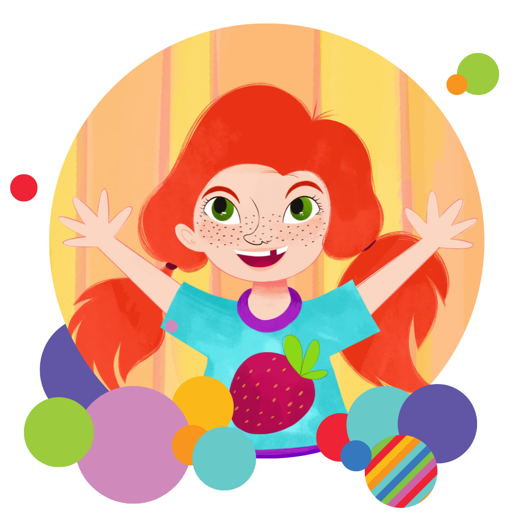 illustration of a girl with red hair and freckles