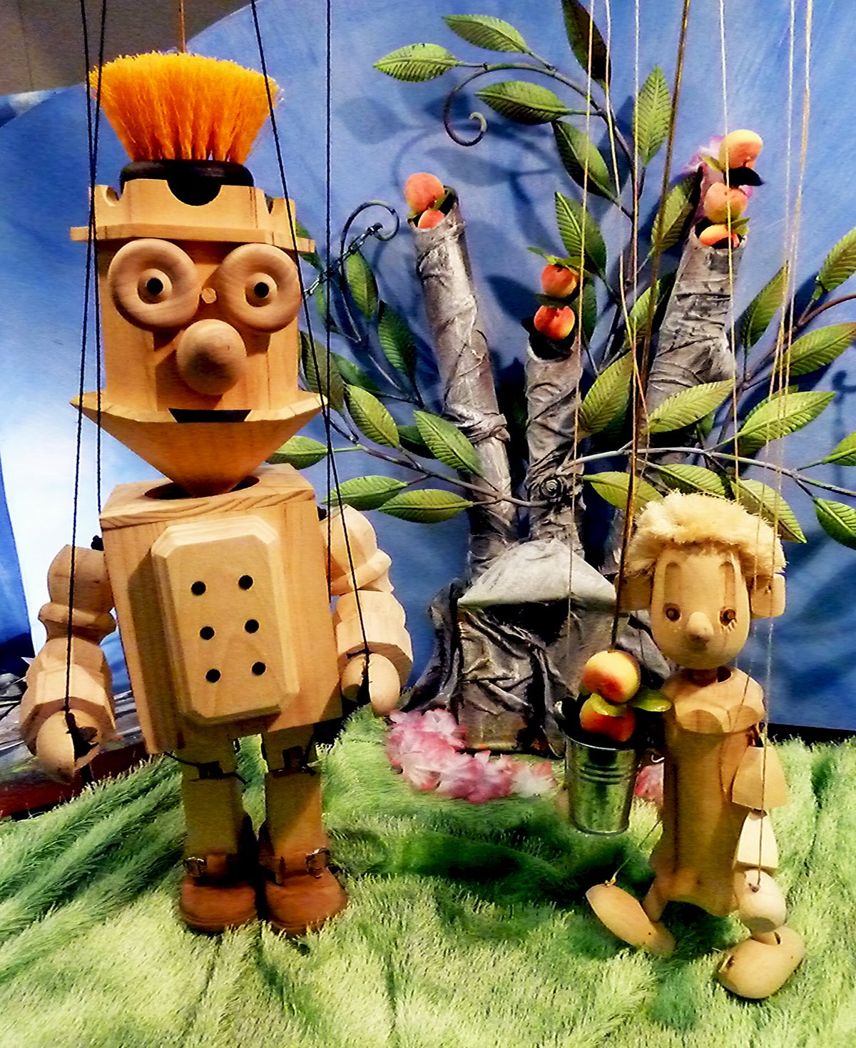A wooden puppet