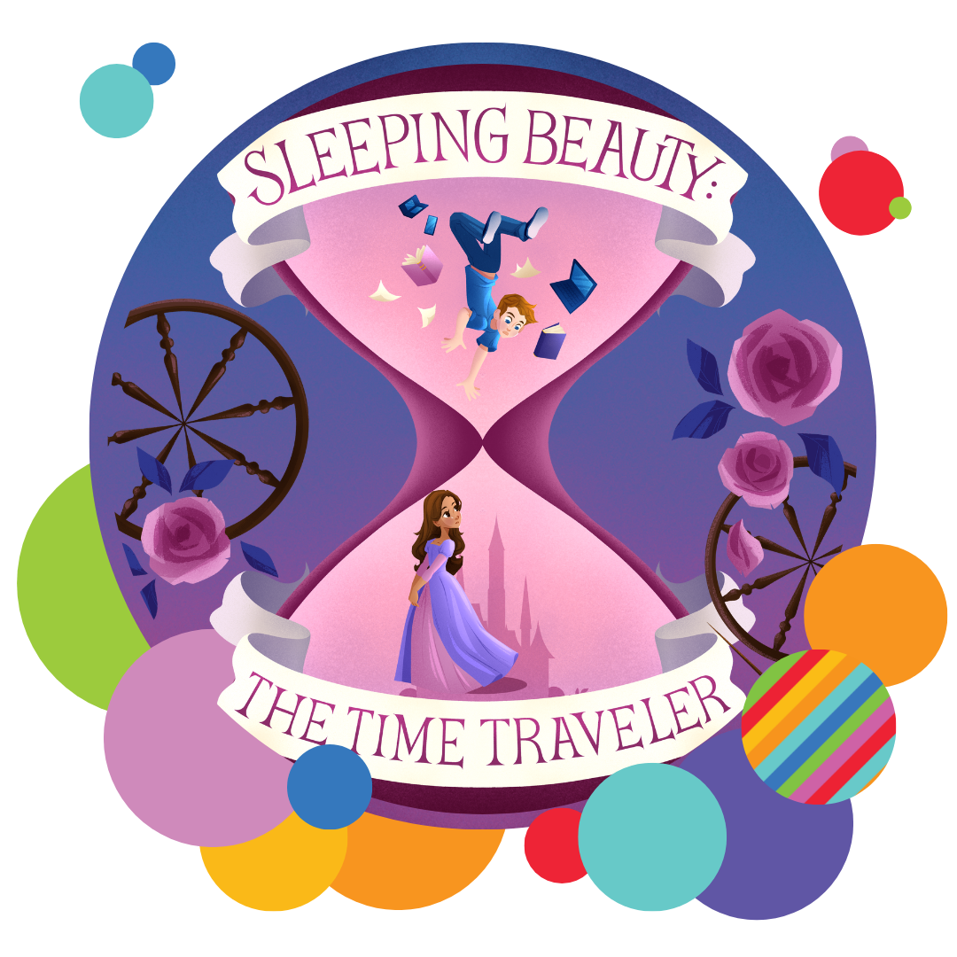 An illustration of two kids in an hourglass