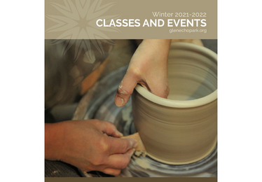 winter catalog cover with potter's hands
