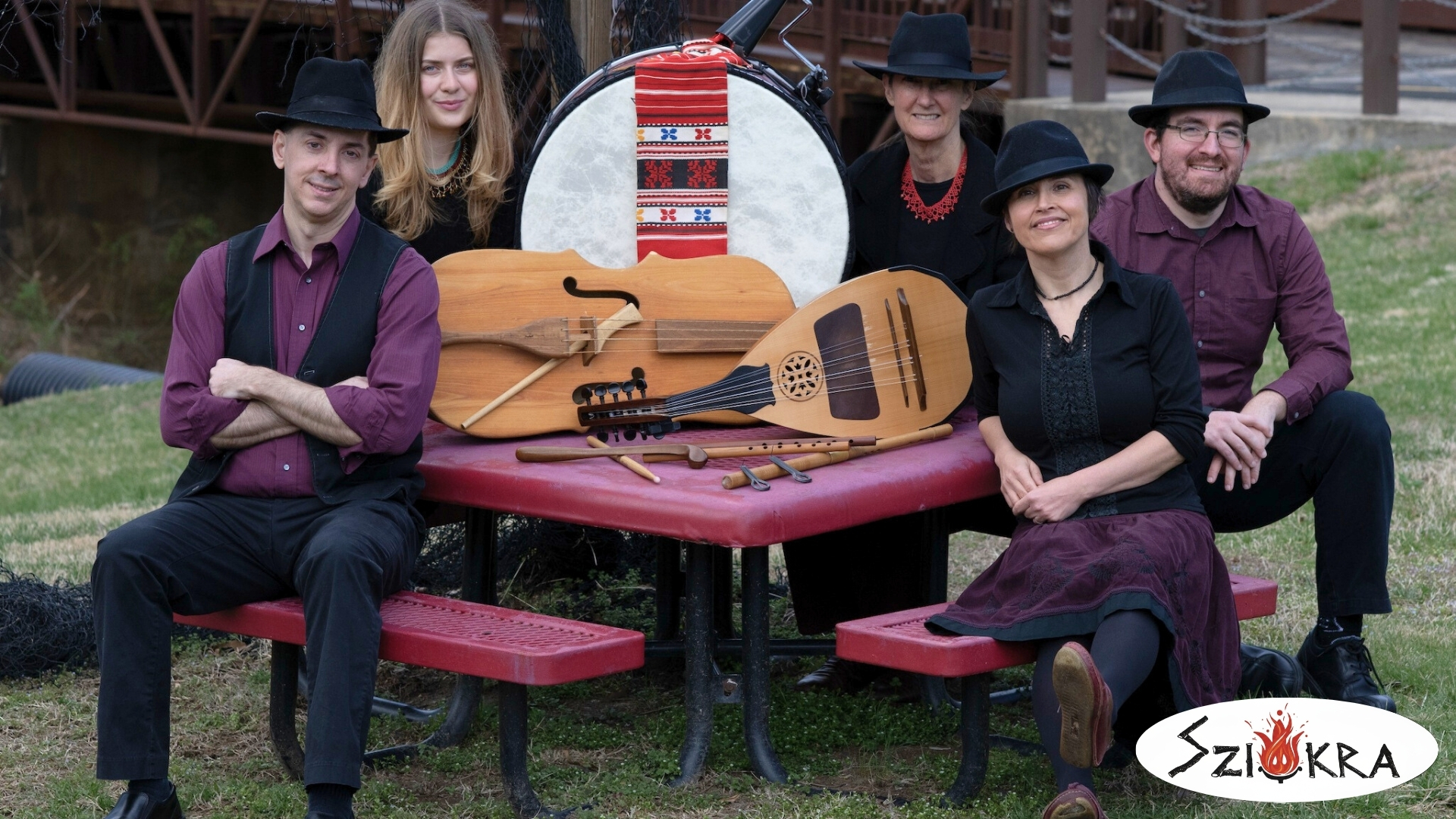 Hungarian folk musicians with their instruments