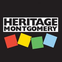 heritage montgomery logo with black background and color blocks in red, yellow, green, blue