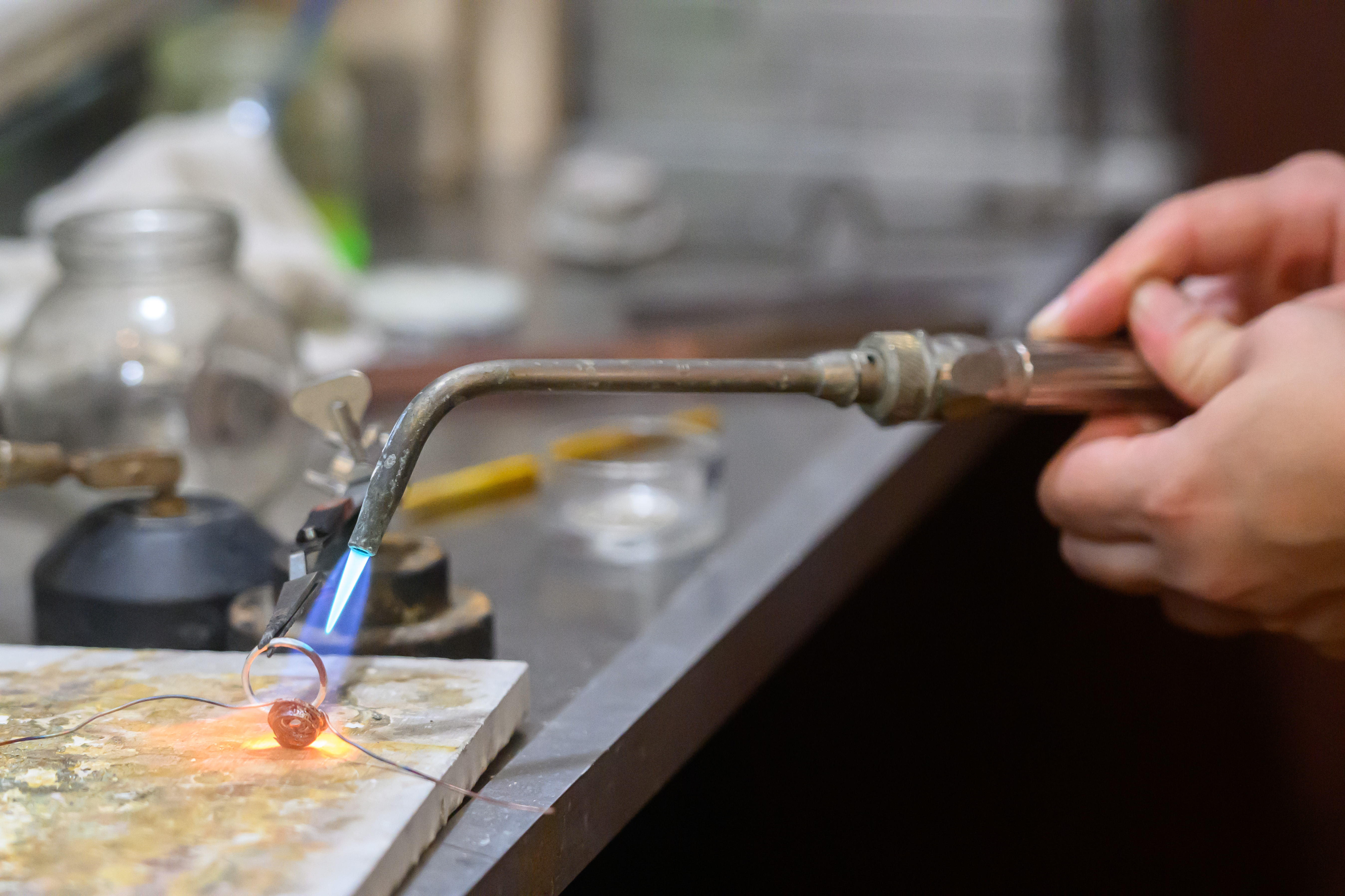 Metal being torched