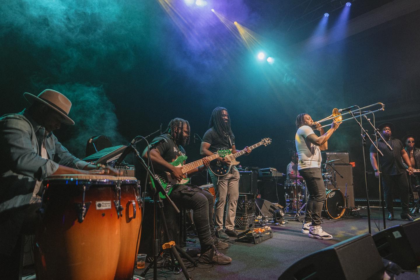 a band performs on stage