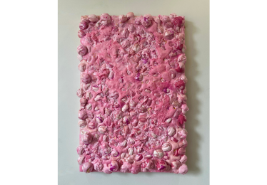 Bright pink abstract relief sculpture