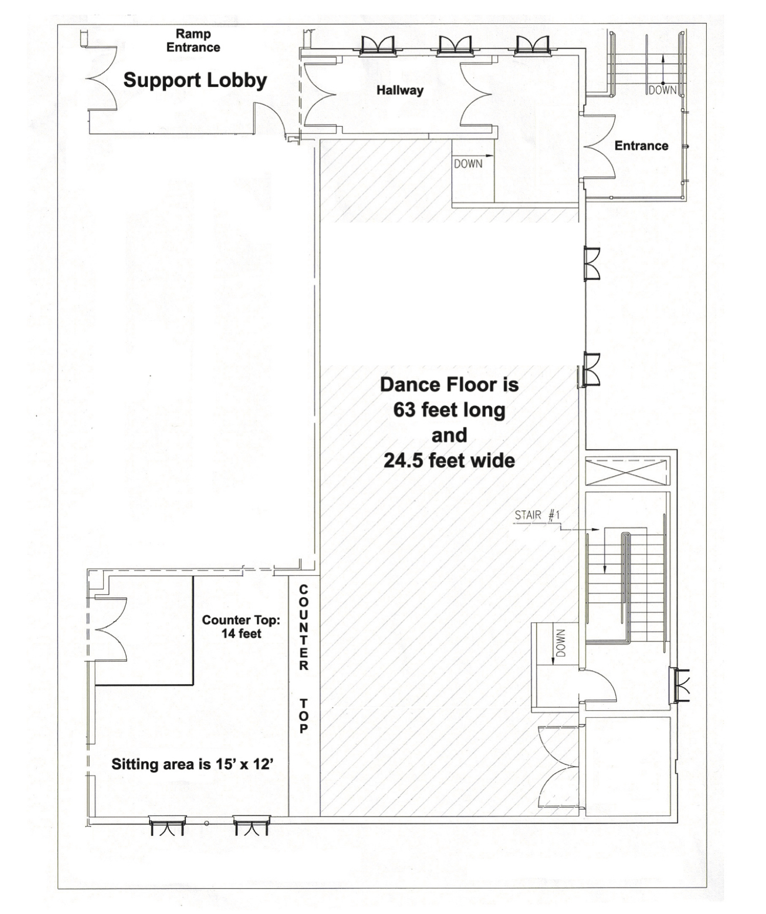 venue floor plan for Ballroom Back Room