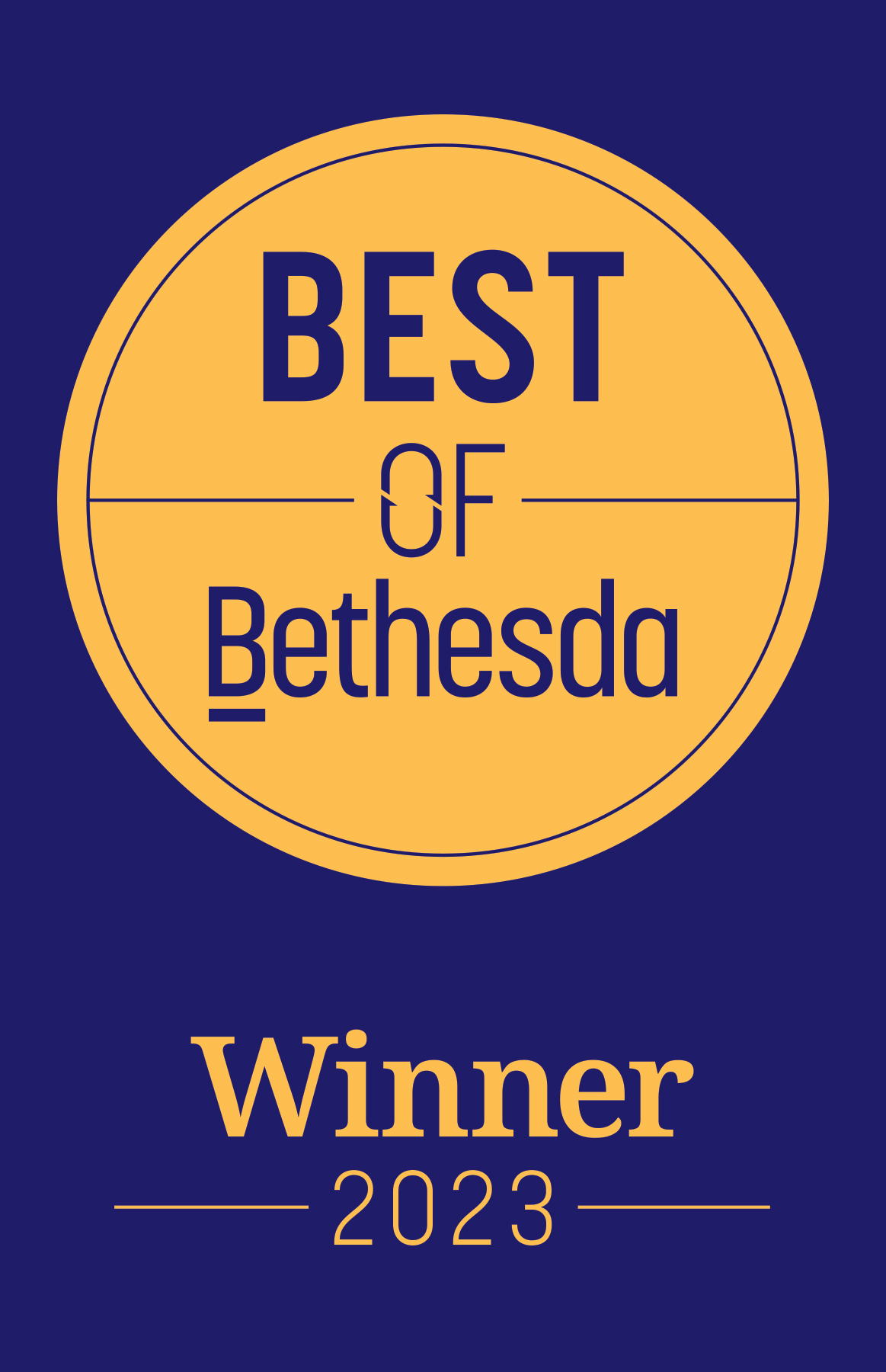 Best of Bethesda Winner icon dark blue background gold and white text