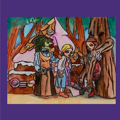 Cartoon of Hansel, Gretel and the witch