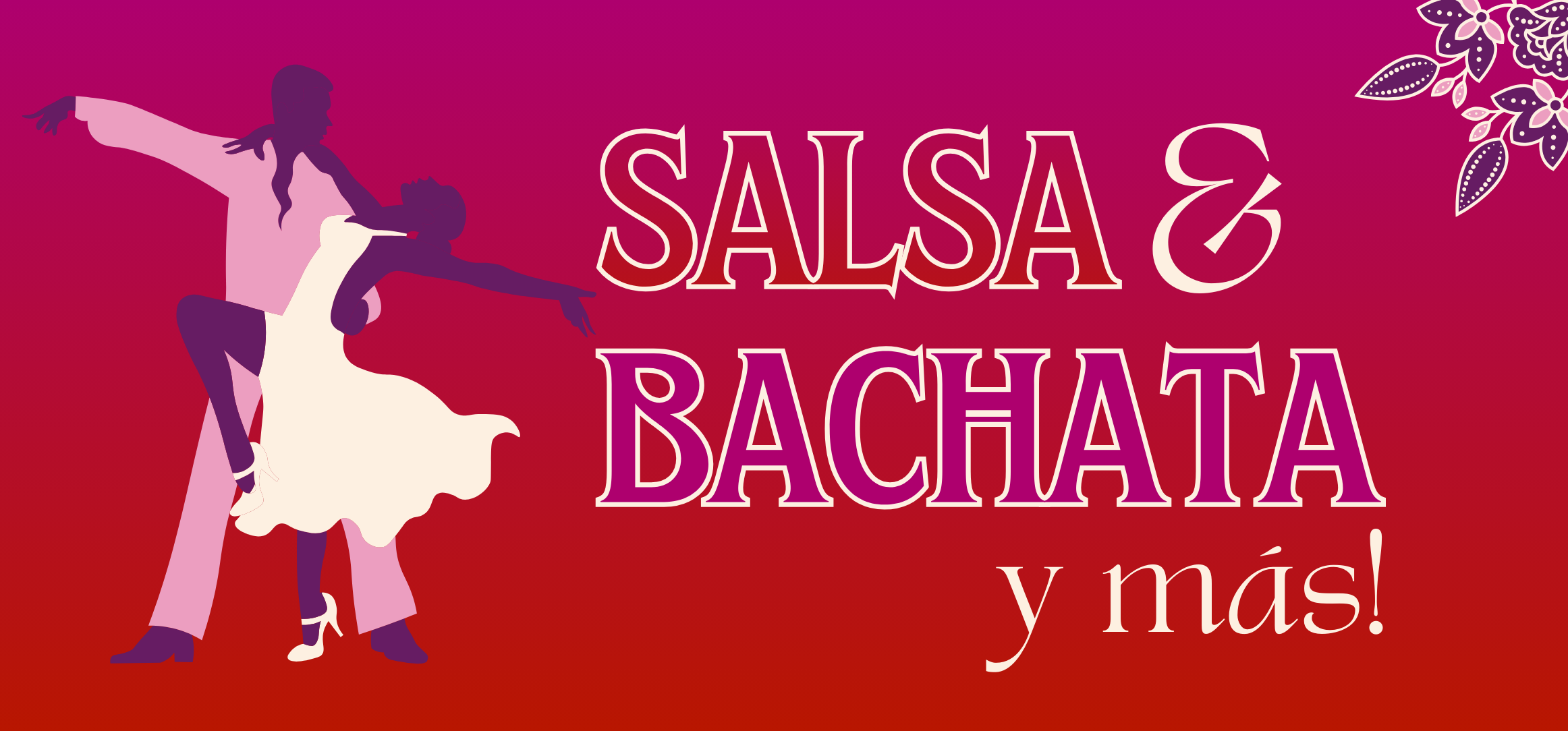Salsa & Bachata y mas purple and red graphic