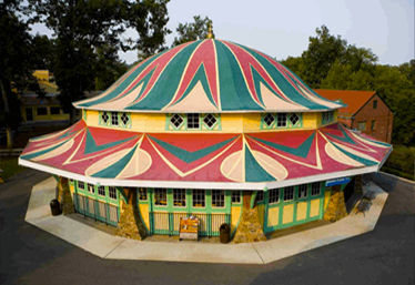 carousel's colorful roof