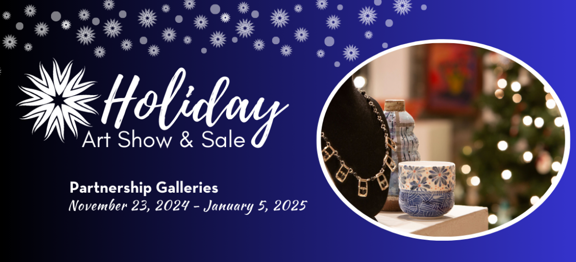 Holiday Art Show Banner with image of jewelry and ceramics