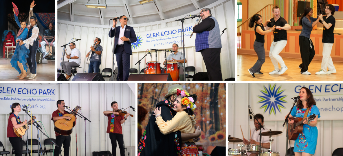 Collage of Hispanic performers at the Park