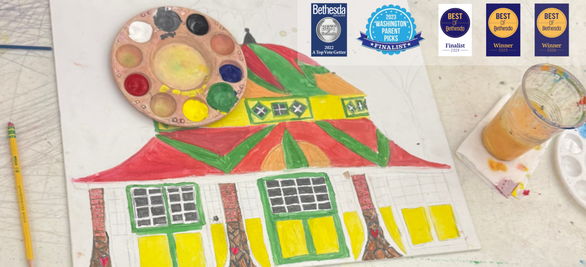 A drawing of a carousel with award icons