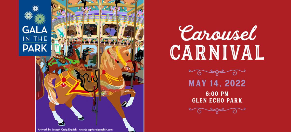 Carousel Carnival Gala Logo with carousel horse graphic print