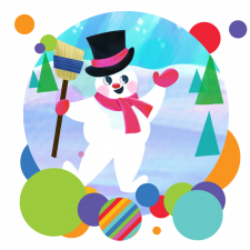 An illustration of a snowman with a top hot