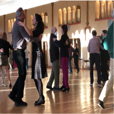 Dancers waltzing in the ballroom