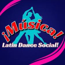Pink, blue, and teal graphic with dancers