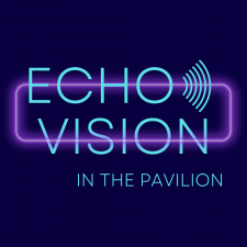 Echo Vision logo glows neon on a dark background