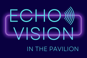 Echo Vision logo on a dark blue background with neon
