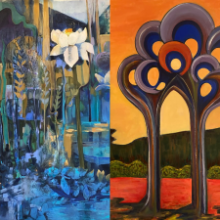 Two paintings by Jan Rowland and Danielle Bensky.