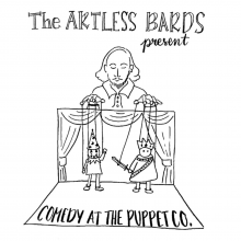 Illustration of Shakespeare puppeteering