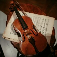 photo of violin on sheet music