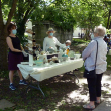 Pottery Sale outside of pottery gallery yurt