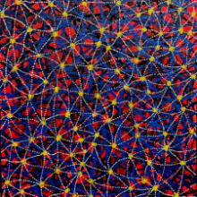 red, yellow, and blue dots connected with lines