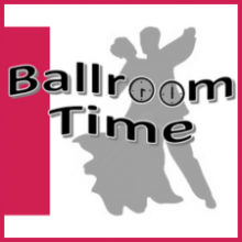 Ballroom Time logo with silhouette of couple dancing